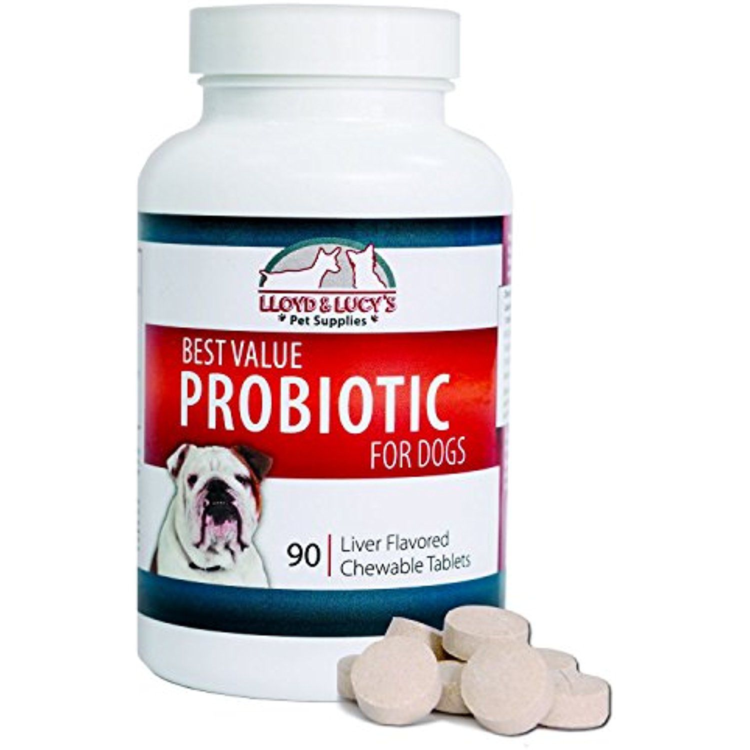 Best Value Probiotic for Dogs, 90 chewable tablets, 7 Beneficial ...