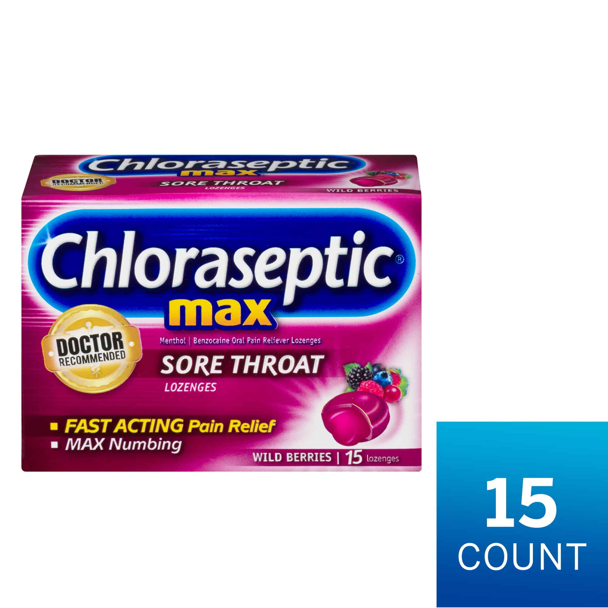 Chloraseptic Maximum Strength Sore Throat Lozenges, Wild Berries Flavor ...