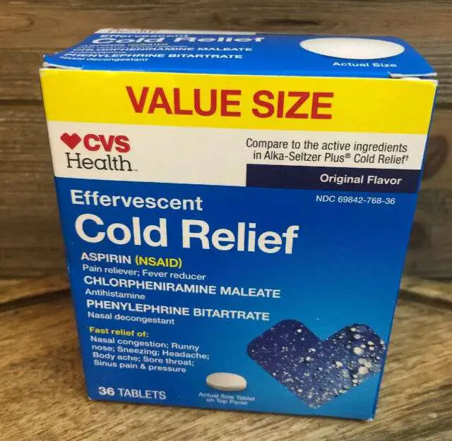 CVS Effervescent Cold Relief Orig Flavor 36 Tablets Exp Dec 2020 for ...