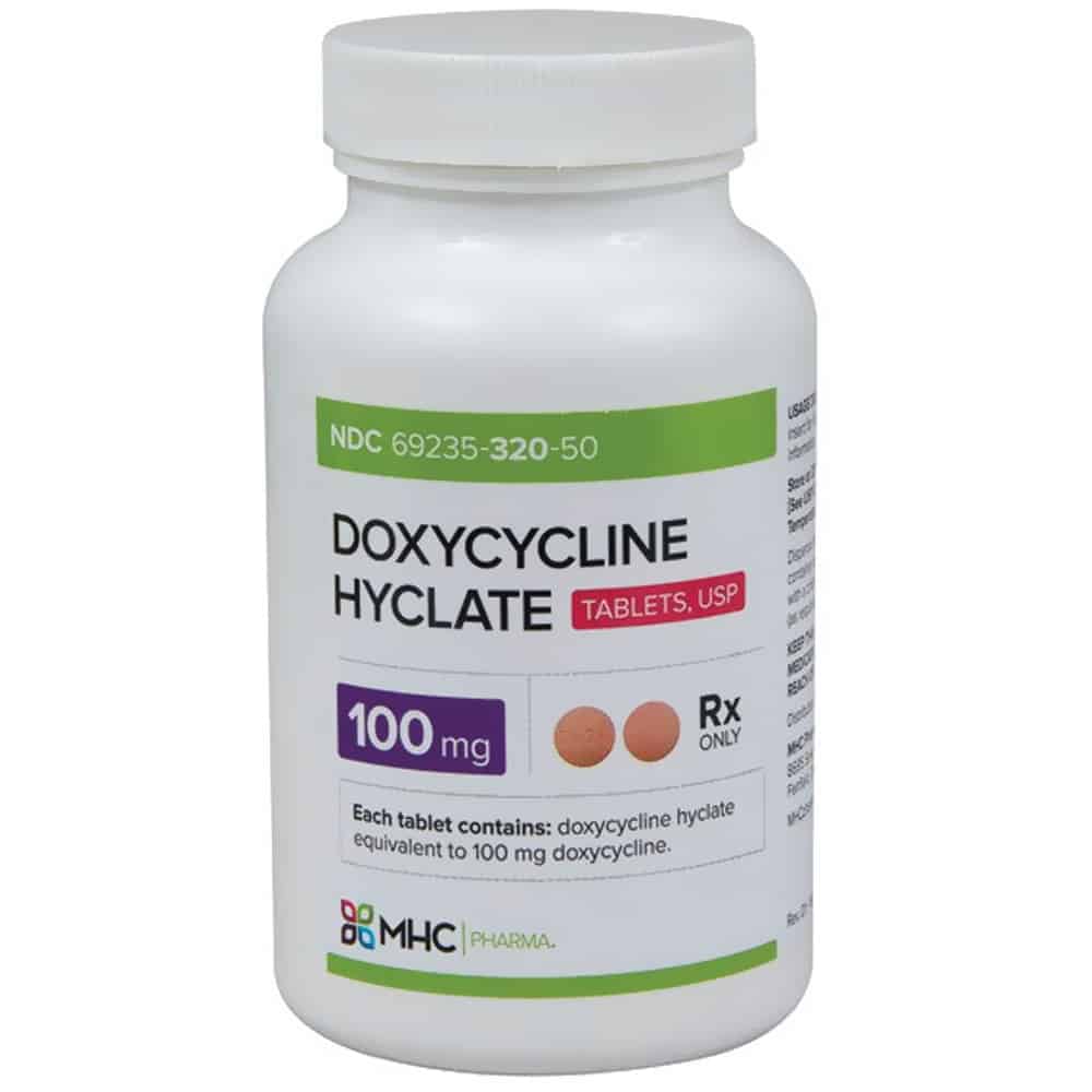 Doxycycline Hyclate 100mg (500 tabs) (Manufacture may vary)