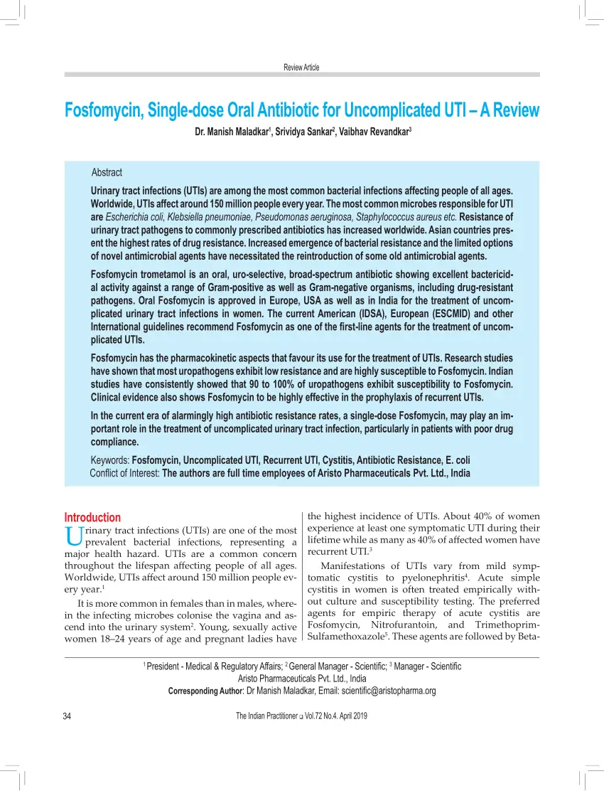 (PDF) Fosfomycin, Single