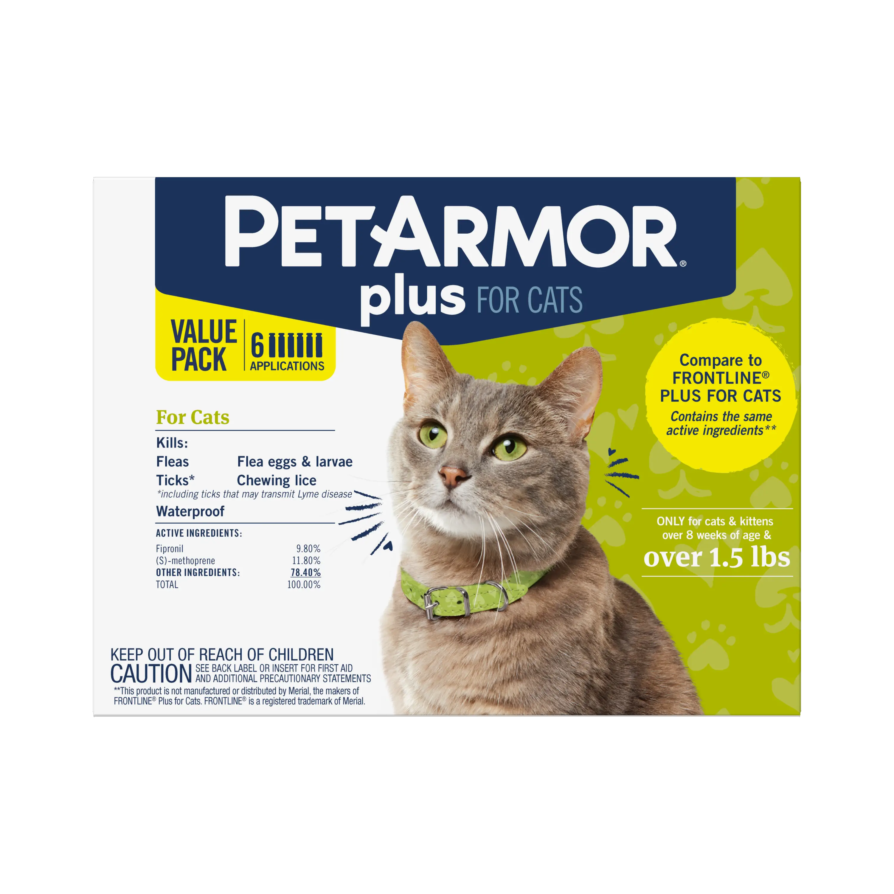 PetArmor Plus Flea &  Tick Prevention for Cats (Over 1.5 lbs), 6 ...
