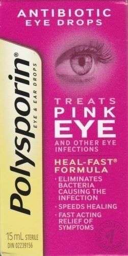 Polysporin Antibiotic Eye Drops Treats Pink Eye 15 ml Heal