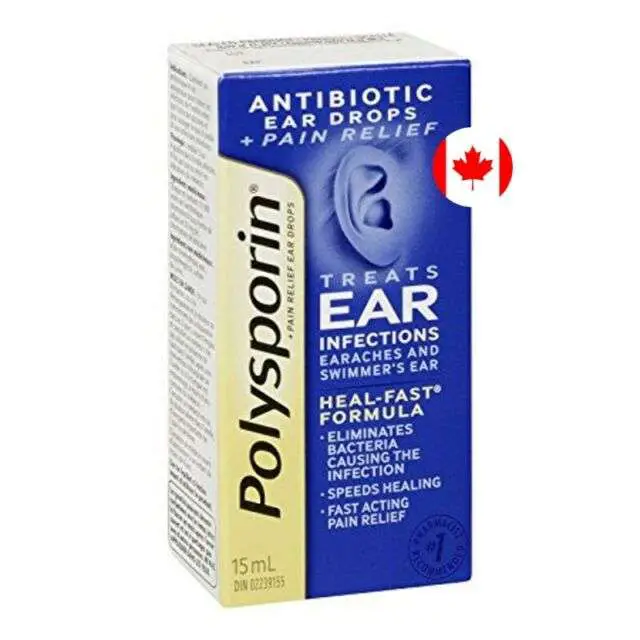 Polysporin Ear Drops Treats Ear Infections 15 ml Heal