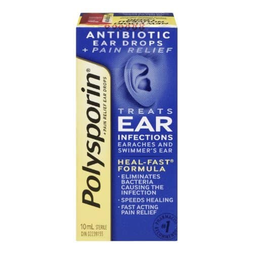 Polysporin Plus Pain Relief Antibiotic Ear Drops, 10 ml by Polysporin ...