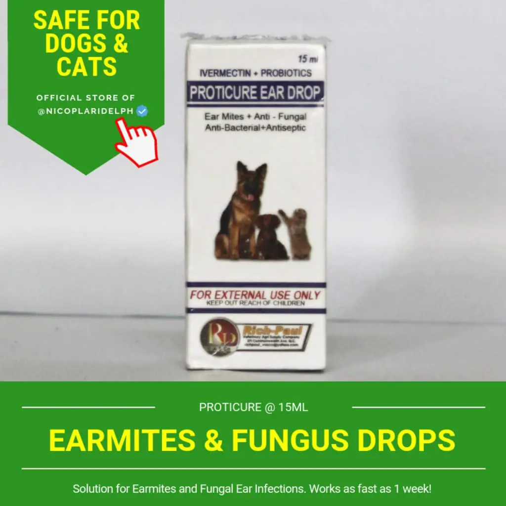 Proticure Anti Ear Mites and Anti Fungal Antibiotic Ear Drops for Dogs ...